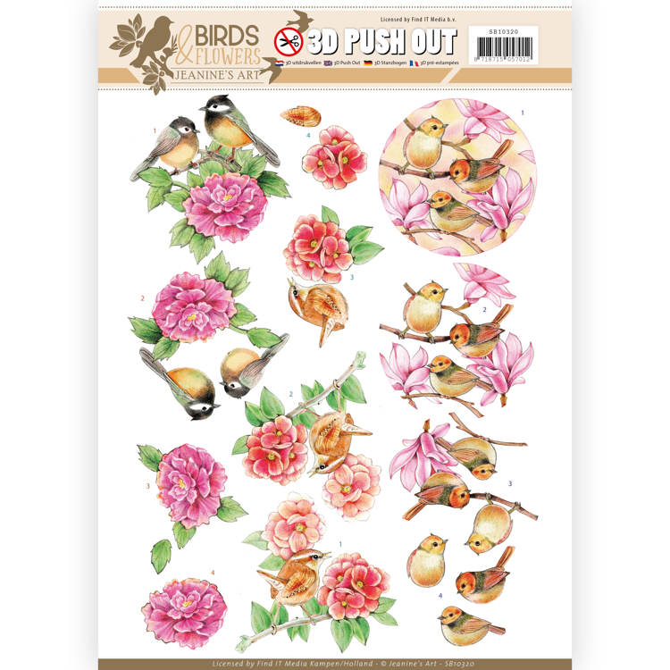 3D Diecut Sheet Jeanine's Art - Pink birds SB10320